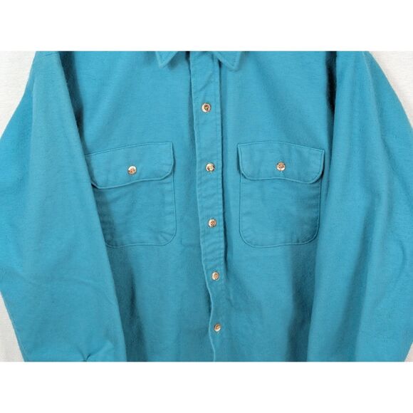 Vintage Five Brothers Flannel Shirt Blue Men's Size Large Neck 16 - 16 1/2 - Picture 5 of 14